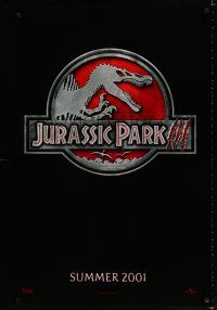 9b374 JURASSIC PARK 3 teaser DS 1sh '01 cool dinosaur artwork, from the novel by Michael Crichton!