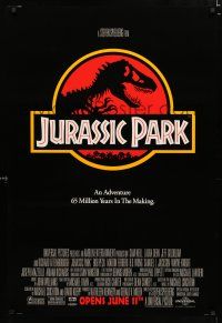9b373 JURASSIC PARK advance 1sh '93 Spielberg, Attenborough re-creates dinosaurs!