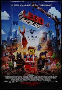 9b398 LEGO MOVIE advance DS 1sh '14 the story of a nobody who saved everybody!