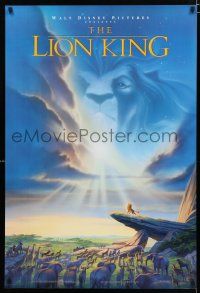 9b404 LION KING DS 1sh '94 classic Disney cartoon set in Africa, cool image of Mufasa in sky!