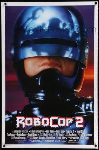 9b630 ROBOCOP 2 int'l 1sh '90 great close up of cyborg policeman Peter Weller, sci-fi sequel!