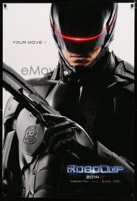 9b627 ROBOCOP teaser DS 1sh '14 cool close-up of Joel Kinnaman in the title role, your move!
