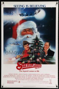 9b645 SANTA CLAUS THE MOVIE 1sh '85 Peak art of Dudley Moore with Santa Claus & John Lithgow!