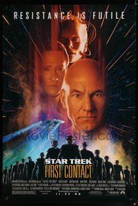 9b714 STAR TREK: FIRST CONTACT advance DS 1sh '96 Jonathan Frakes, Patrick Stewart, Brent Spiner!