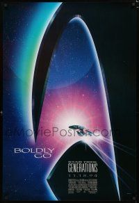 9b716 STAR TREK: GENERATIONS advance 1sh '94 cool sci-fi art of the Enterprise, Boldly Go!