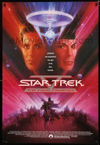 9b709 STAR TREK V 1sh '89 The Final Frontier, art of William Shatner & Leonard Nimoy by Bob Peak!