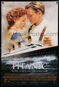 9b769 TITANIC revised style B int'l DS 1sh '97 DiCaprio, Kate Winslet, with Gloria Stuart credited!