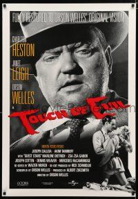 9b776 TOUCH OF EVIL heavy stock 1sh R98 close-up of Orson Welles, Charlton Heston & Janet Leigh!