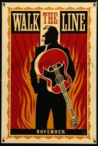 9b815 WALK THE LINE light November style A teaser 1sh '05 Phoenix as Johnny Cash by Shepard Fairey!