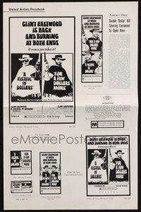 9c165 FISTFUL OF DOLLARS/FOR A FEW DOLLARS MORE pressbook '69 Clint Eastwood is back & burning!