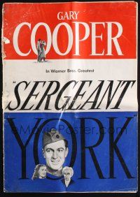 9c411 SERGEANT YORK pressbook '41 great headshot artwork of Gary Cooper in uniform, Howard Hawks