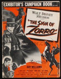 9c422 SIGN OF ZORRO pressbook '60 Walt Disney, cool images of masked hero Guy Williams!