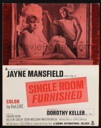 9c426 SINGLE ROOM FURNISHED pressbook '68 sexy Jayne Mansfield lived her life too full & too fast!