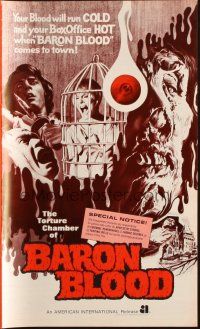9c029 BARON BLOOD pressbook '72 Mario Bava, the ultimate in human agony, torture beyond belief!