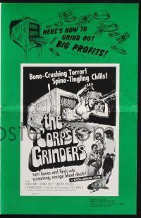 9c093 CORPSE GRINDERS pressbook '71 Ted V. Mikels, most gruesome bone-crushing horror artwork!