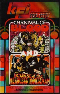 9c099 CURSE OF THE HEADLESS HORSEMAN/CARNIVAL OF BLOOD pressbook '72 cool horror double bill!
