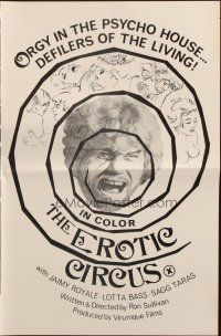 9c140 EROTIC CIRCUS pressbook '69 orgy in the psycho house, defilers of the living!