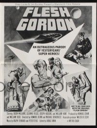 9c170 FLESH GORDON pressbook '74 sexy sci-fi spoof, different wacky erotic super hero art!