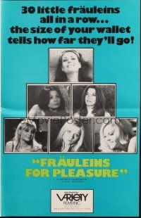 9c177 FRAULEINS FOR PLEASURE pressbook 1970s the size of your wallet tells how far they go!