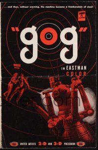 9c191 GOG pressbook '54 3-D, sci-fi, wacky Frankenstein of steel robot destroys its makers!