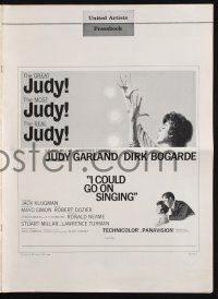 9c233 I COULD GO ON SINGING pressbook '63 Judy Garland lights up the lonely stage, Dirk Bogarde