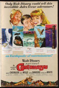 9c242 IN SEARCH OF THE CASTAWAYS pressbook '62 Jules Verne, Hayley Mills, avalanche of adventure!