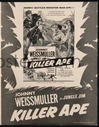 9c262 KILLER APE pressbook '53 Weissmuller as Jungle Jim, drug-mad beasts ravage human prey!