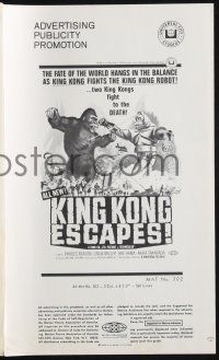9c265 KING KONG ESCAPES pressbook '68 Ishiro Honda's Kingukongu no Gyakushu, cool monster images!
