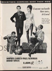 9c274 LADY L pressbook '66 cool art of sexy Sophia Loren, Paul Newman & David Niven!