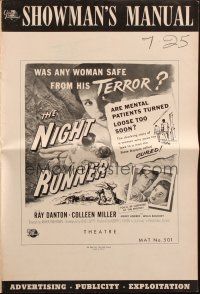 9c344 NIGHT RUNNER pressbook '57 released mental patient Ray Danton romances pretty Colleen Miller!
