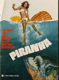 9c362 PIRANHA pressbook '78 Roger Corman, great art of man-eating fish & sexy girl by John Solie!