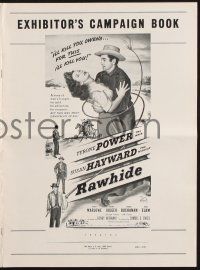 9c378 RAWHIDE pressbook '51 Tyrone Power & pretty Susan Hayward in western action!