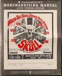 9c427 SKULL pressbook '65 Peter Cushing, Christopher Lee, cool horror artwork of creepy skull!