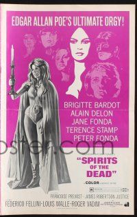 9c436 SPIRITS OF THE DEAD pressbook '69 Federico Fellini, Reynold Brown art of sexy Jane Fonda!