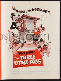 9c458 THREE LITTLE PIGS pressbook R68 Walt Disney cartoon of the classic fairy tale!