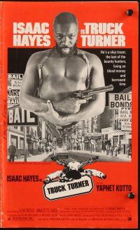 9c473 TRUCK TURNER pressbook '74 AIP, great image of barechested Isaac Hayes with gun!