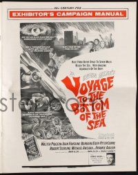 9c484 VOYAGE TO THE BOTTOM OF THE SEA pressbook '61 fantasy sci-fi art of scuba divers & monster!