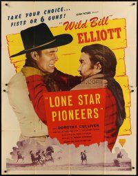 9d042 LONE STAR PIONEERS 2sh R48 close up of Wild Bill Elliott in death struggle with bad guy!