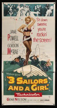 9d414 3 SAILORS & A GIRL 3sh '54 sexiest Jane Powell in skimpy outfit with Navy sailors!