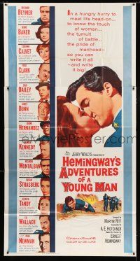 9d424 ADVENTURES OF A YOUNG MAN 3sh '62 Hemingway, headshots of all stars including Paul Newman!