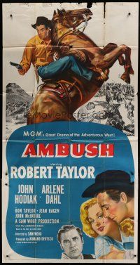 9d438 AMBUSH 3sh '50 Robert Taylor, Arlene Dahl, John Hodiak, cowboys & Indians!
