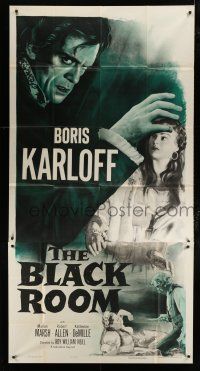 9d471 BLACK ROOM 3sh R55 great close image of creepy Boris Karloff & scared Marian Marsh, horror!
