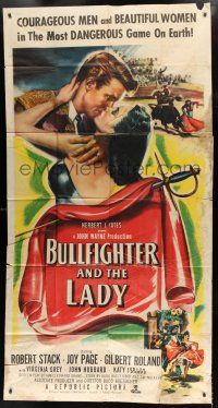 9d485 BULLFIGHTER & THE LADY 3sh '51 Budd Boetticher, art of matador Robert Stack kissing Joy Page!