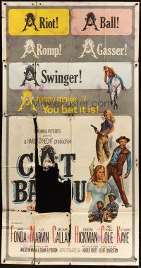 9d500 CAT BALLOU 3sh '65 classic sexy cowgirl Jane Fonda, Lee Marvin, great artwork!