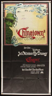 9d507 CHINATOWN int'l 3sh '74 art of Jack Nicholson & Faye Dunaway by Jim Pearsall, Roman Polanski