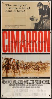 9d508 CIMARRON 3sh '60 directed by Anthony Mann, Glenn Ford, Maria Schell, cool artwork!
