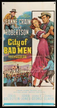 9d510 CITY OF BAD MEN 3sh '53 Jeanne Crain, Dale Robertson, Richard Boone, cowboys & boxing art