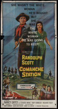 9d512 COMANCHE STATION 3sh '60 Randolph Scott, Nancy Gates, directed by Budd Boetticher!