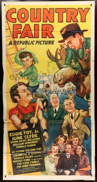 9d519 COUNTRY FAIR 3sh '41 Eddie Foy Jr, June Clyde, political scandal, great artwork!