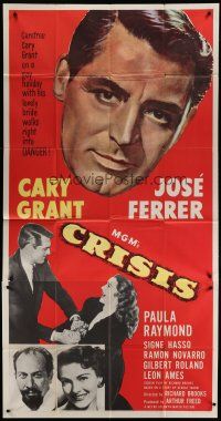 9d524 CRISIS 3sh '50 great huge headshot artwork of Cary Grant, plus Paula Raymond & Jose Ferrer!